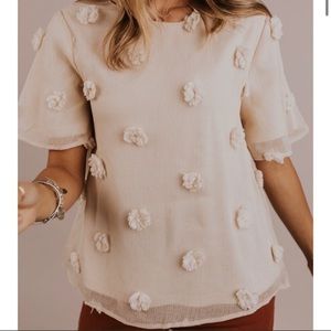 Roolee | Abella Dot Blouse Pom Pom Ivory Medium
